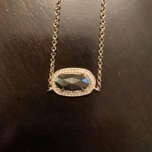 Gold pendant gunmetal necklace